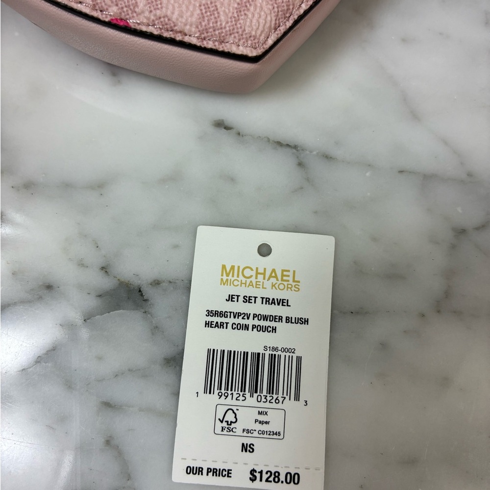 Michael Kors MK Jet Set Travel Powder Blush Pink Heart Coin Pouch Charm - NWT - Picture 7 of 7